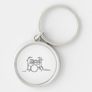 Drummer Music Design One-Line Drums Rund Silverfärgad Nyckelring