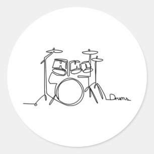 Drummer Music Design One-Line Drums Runt Klistermärke