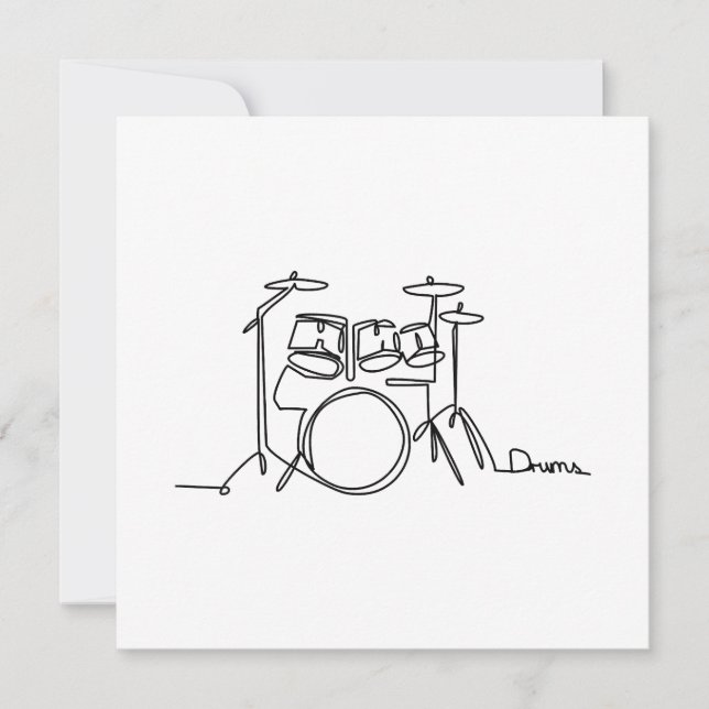 Drummer Music Design One-Line Drums Tack Kort (Framsida)