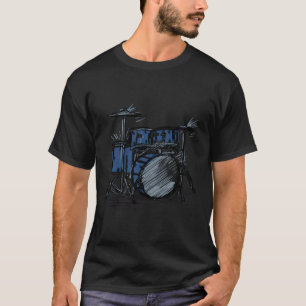 Drummer Music med en skiss av en trummunsats T Shirt