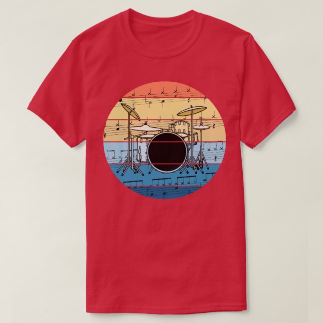 Drummer Music Notation Drum Kit Percussionist Musi T Shirt (Design framsida)