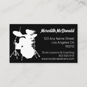 Drummer Musician Drum Kit Music Teacher Drumming B Visitkort