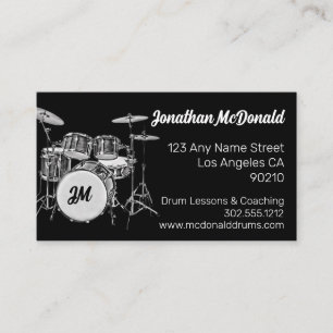 Drummer Musician Drum Kit Music Teacher Drumming Visitkort