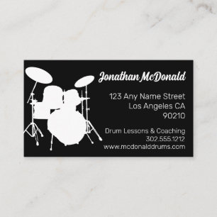 Drummer Musician Drum Kit Music Teacher Drumming Visitkort