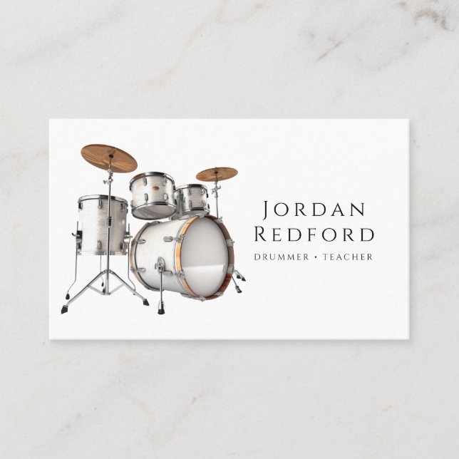 Drummer Musician Music Teacher Visitkort (Framsida)