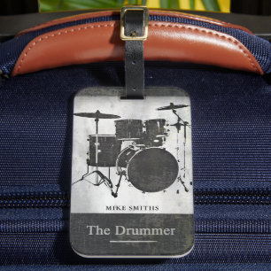 "Drummer of the rock band", svart Bagagebricka