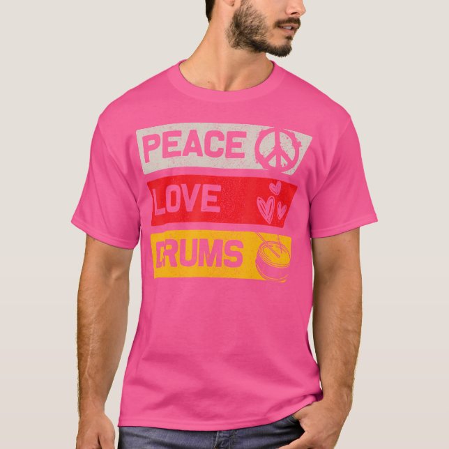 Drummer Peace Kärlek Drums T Shirt (Framsida)