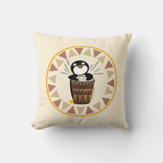 Drummer Penguin Kudde (Framsida)