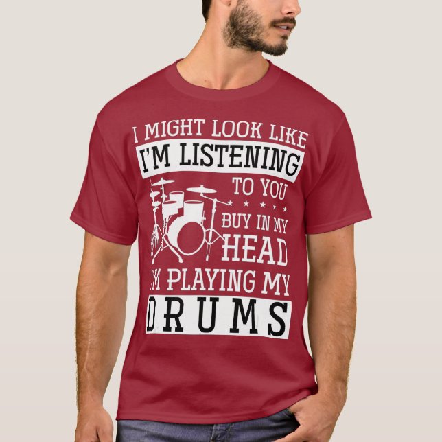 Drummer Percussion Drumsticks Music Gift Drums T Shirt (Framsida)