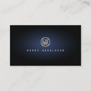Drummer Percussionist Drum Icon Blue Glow Musician Visitkort