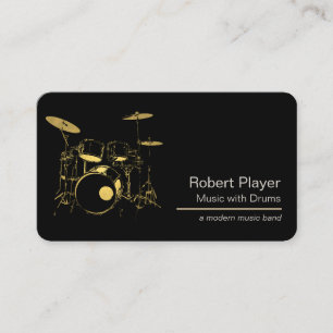 Drummer Percussionist Guld Drum Set Music händelse Visitkort