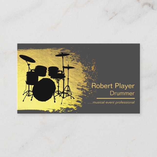 Drummer Percussionist Musical Event Drums Djs Visitkort (Framsida)