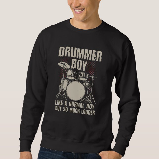 Drummer pojke| Drummer Drummer Gift Lång Ärmad Tröja (Framsida)