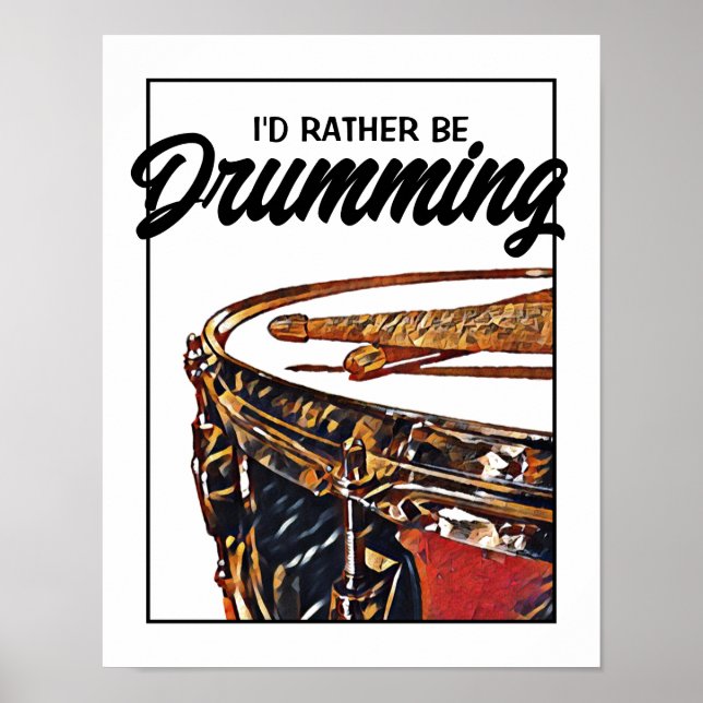 Drummer Poster Snare Drum and Drum Sticks Drumming (Framsidan)