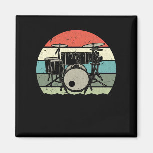 Drummer Retro Drumset Sten Band Drum Musician Magnet