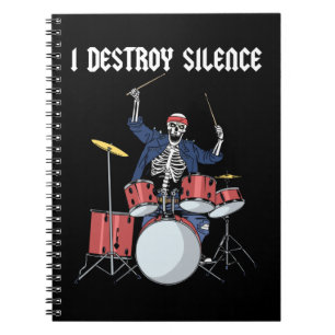 Drummer Rock musik Band Drums I Destroy Silence Anteckningsbok