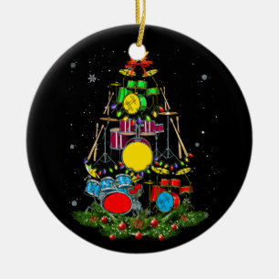 Drummer Santa Gift Drum Drummer Julafton Julgransprydnad Keramik