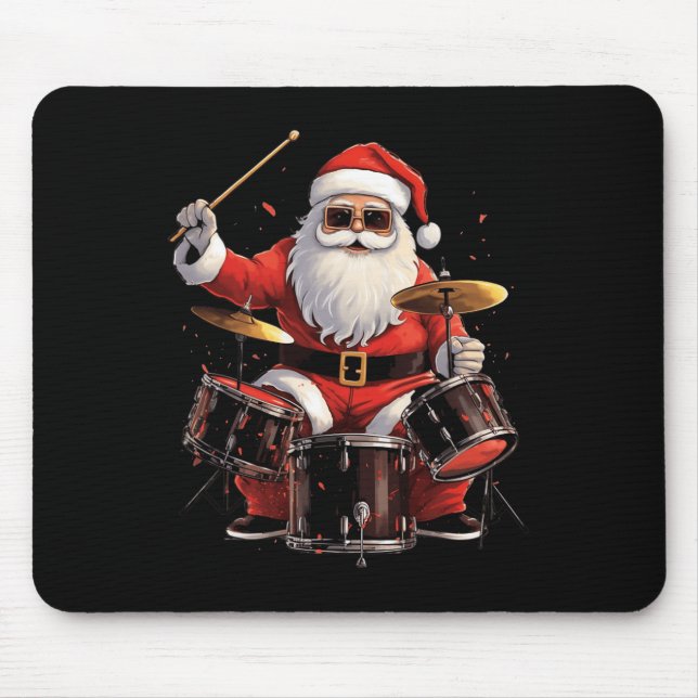 Drummer Santa Spelar Drums Funny juldrumme Musmatta (Framsidan)