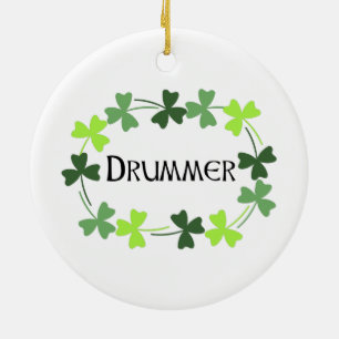 Drummer Shamrock Oval Julgransprydnad Keramik