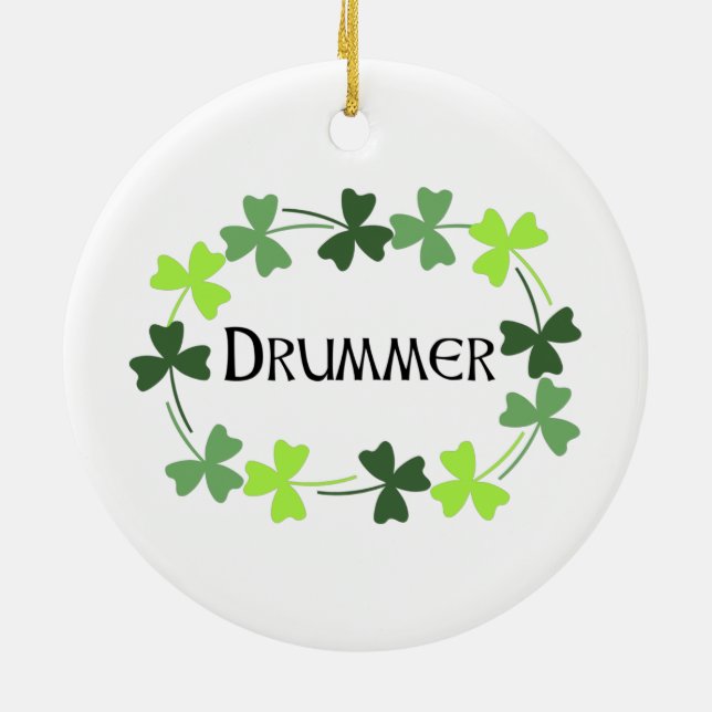 Drummer Shamrock Oval Julgransprydnad Keramik (Baksidan)