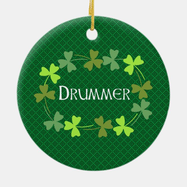 Drummer Shamrock Oval Julgransprydnad Keramik (Baksidan)