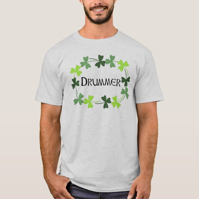 Drummer Shamrock Oval T Shirt (Framsida)