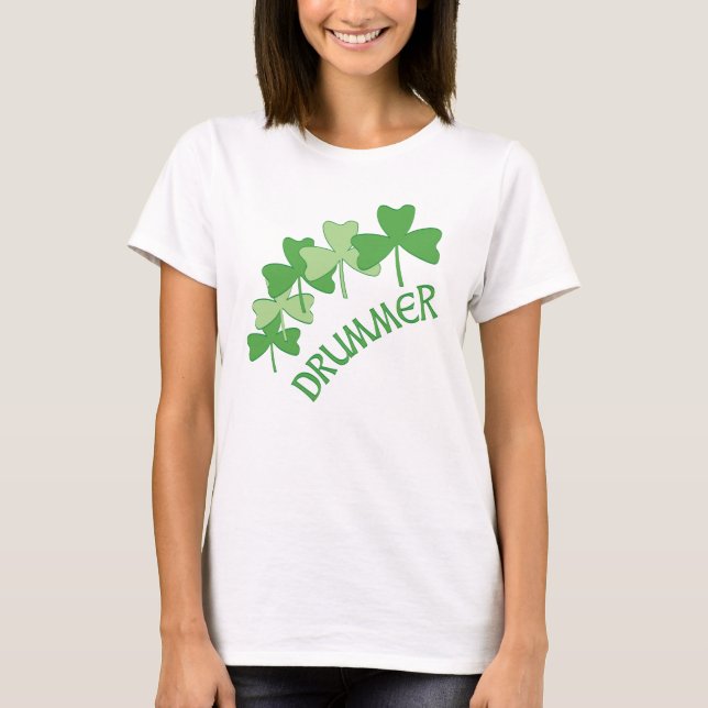 Drummer Shamrocks Outabled T Shirt (Framsida)