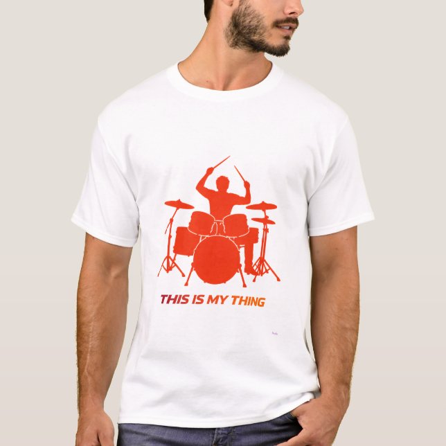 Drummer Silhouette Action Lifestyle Design T Shirt (Framsida)