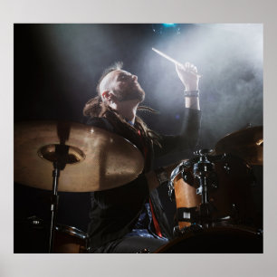 Drummer silhouette, inställning av mörk poster