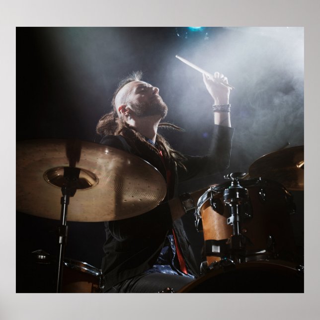 Drummer silhouette, inställning av mörk poster (Framsidan)