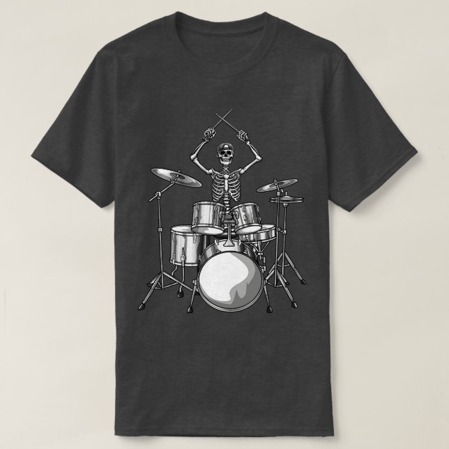 Drummer Skeleton Drumming T Shirt (Design framsida)
