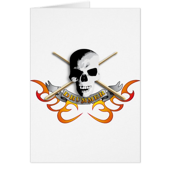 Drummer skull C Hälsningskort (Framsidan)