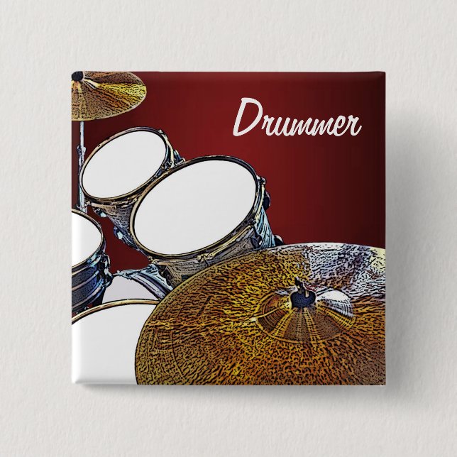 DRUMMER Snare Drum Kit Drumming Percussion Rocker Knapp (Framsida)