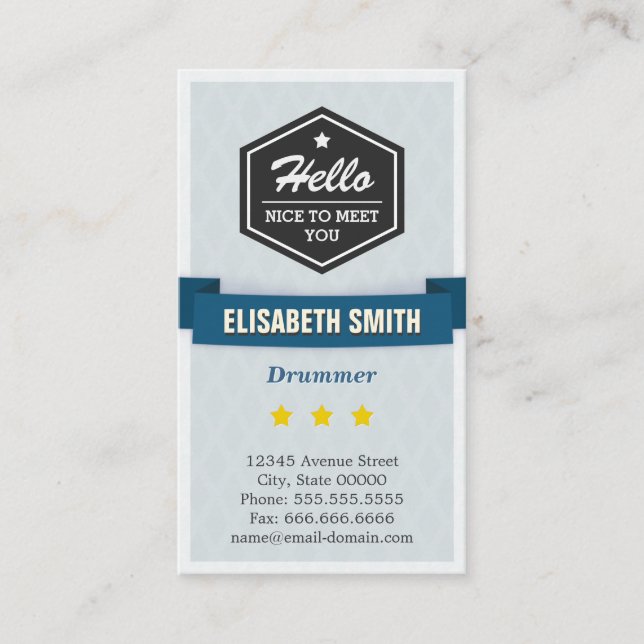 Drummer - Snyggten Kreativ Retro Visitkort (Framsida)