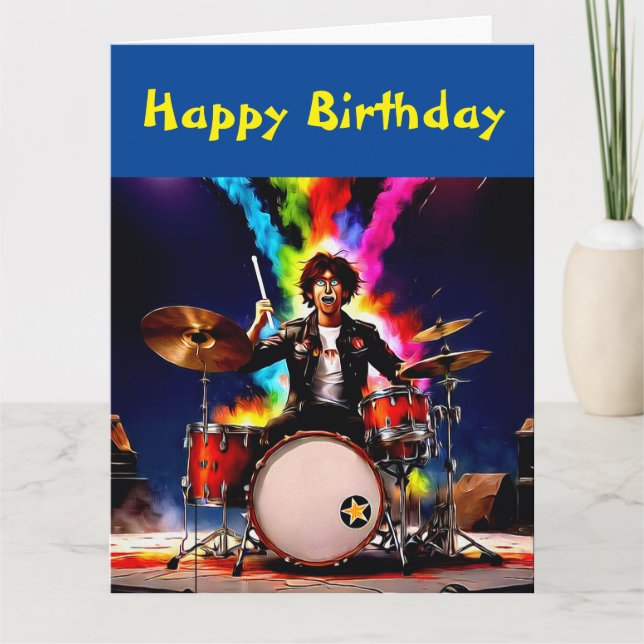 Drummer spelar upp hettens trumuppsättning kort (Framsida)