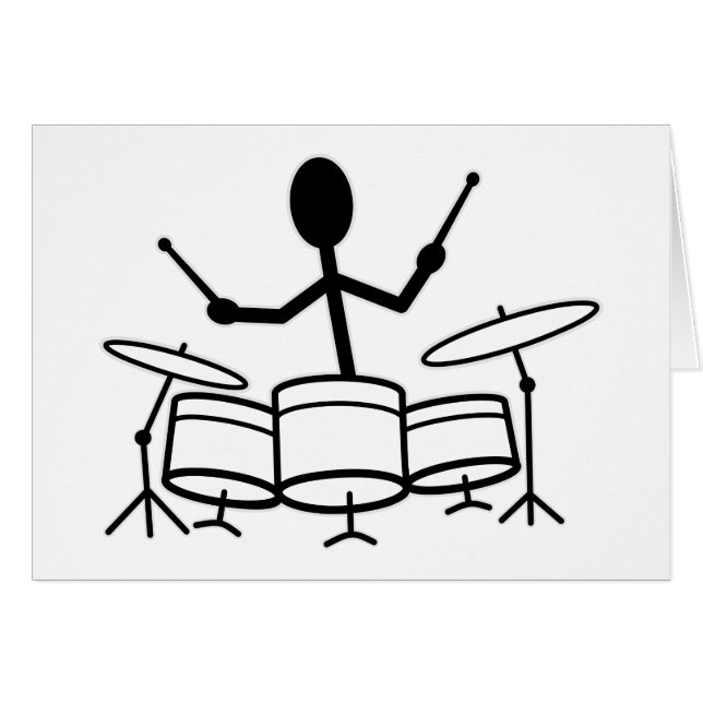 Drummer Stick figur Hälsningskort (Framsidan Horizontal)