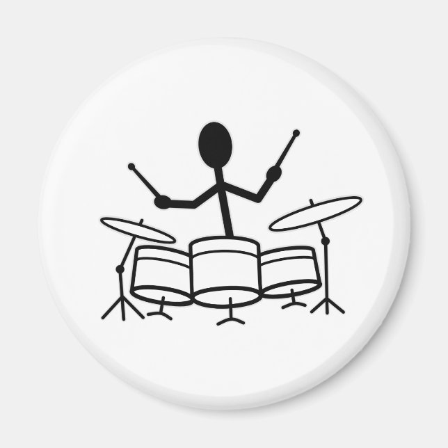Drummer Stick figur Magnet (Framsidan)