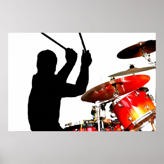 Drummer-stift i luft-skugga, verkliga trummor poster (Framsidan)