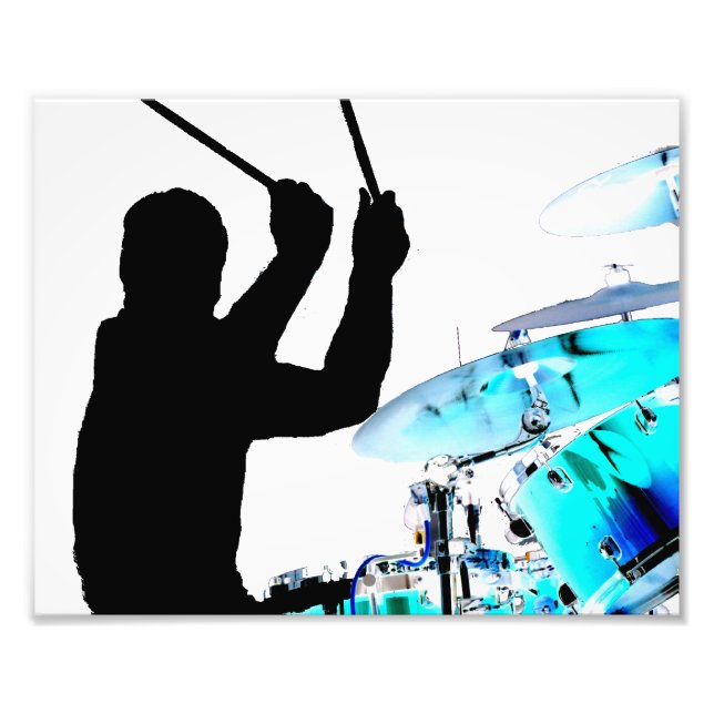 Drummer-stift i luft skuggblåa inverttrummor fototryck (Framsidan)
