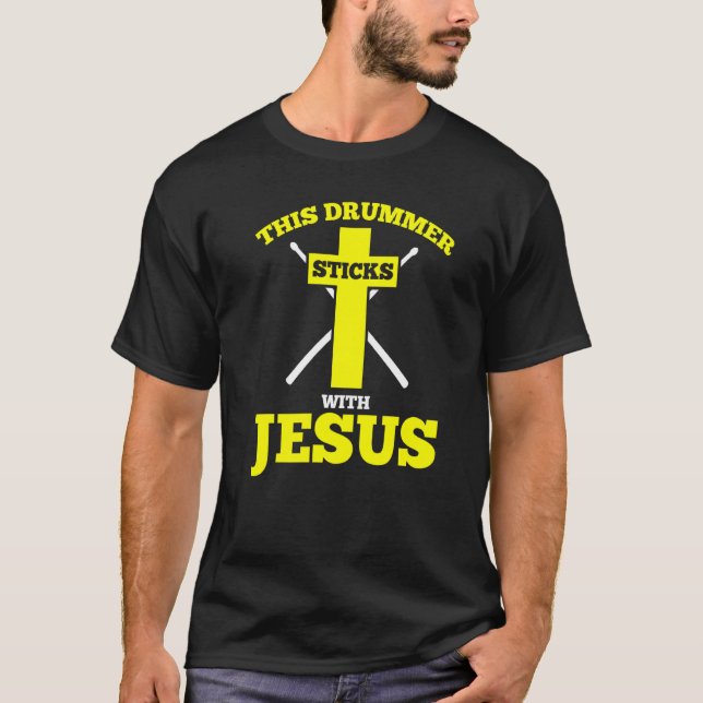 Drummer stjäl med Jesus Drummer Drum Set T Shirt (Framsida)