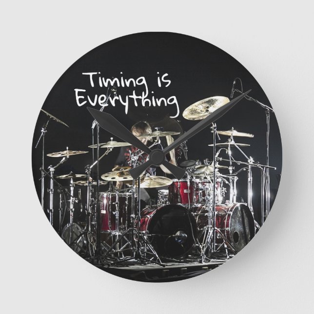 Drummer Timmer är allt musikerrytm Rund Klocka (Framsida)