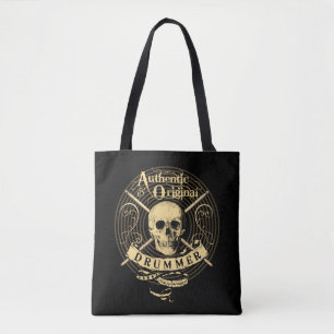 Drummer Tote Bag Skull Drums Musician Rocker Bag Tygkasse