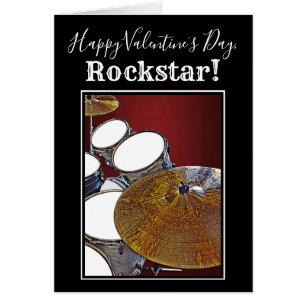 Drummer Valentine Card Drum Kit Rockstar Snare Hälsningskort