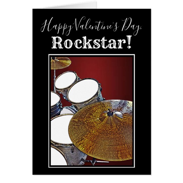 Drummer Valentine Card Drum Kit Rockstar Snare Hälsningskort (Framsidan)