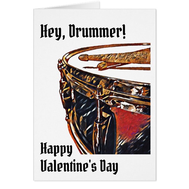 Drummer Valentine Card Musician Snare Drum Card Hälsningskort (Framsidan)