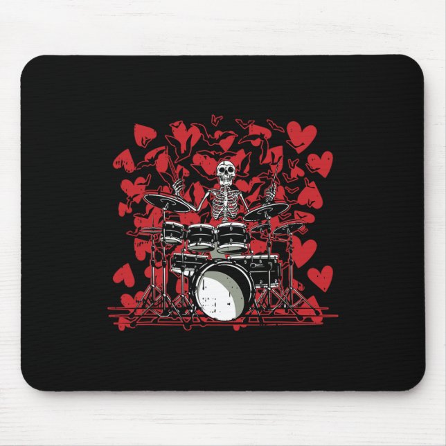 Drummer Valentines day Rock N Roll Drum Music Kärl Musmatta (Framsidan)