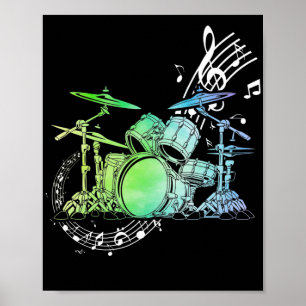 Drummer Watercolor Drummer Musician Drumsticks Poster