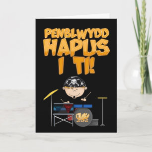 Drummer Welsh Grattis på födelsedagen to You Greet Kort