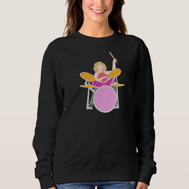 Drummer Woman Design for Band Musicians T Shirt (Framsida)