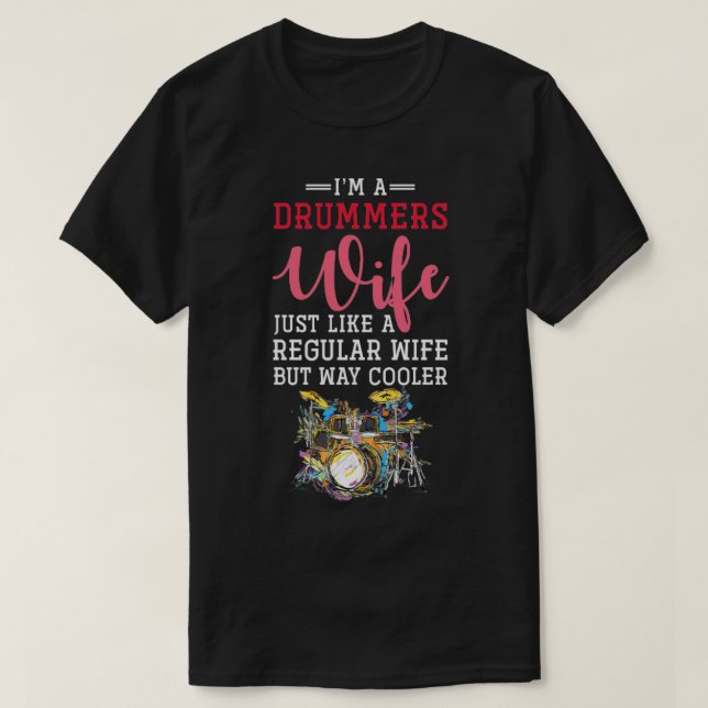 Drummer Women Gift Music Instrument Drums T Shirt (Design framsida)